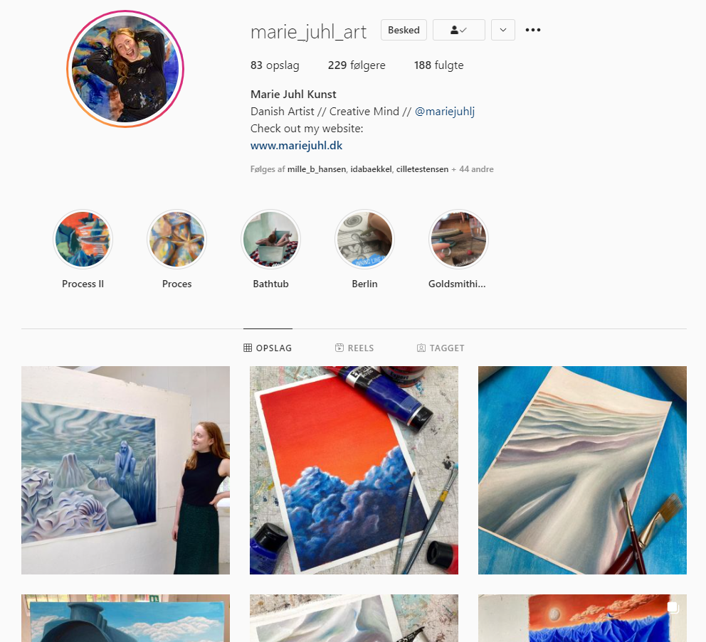 Skærmudklip af Marie Juhls instagram side.
